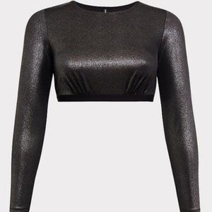 NWT SILVER METALLIC LONG SLEEVE UNDER-IT-ALL CROP TOP